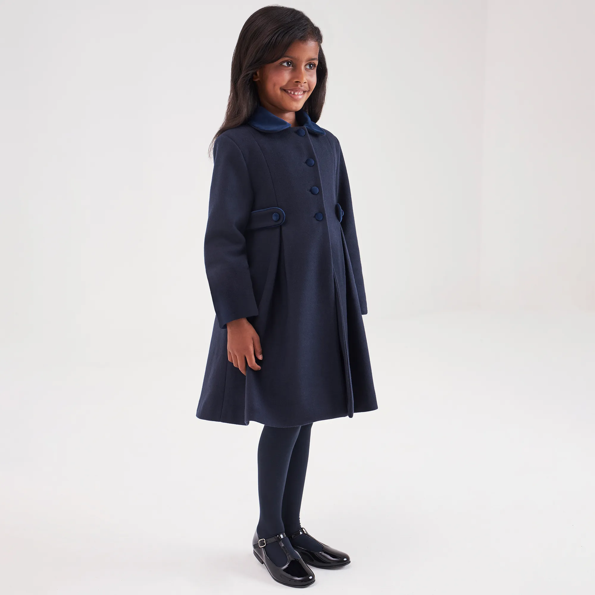 Navy Blue Girls Felt Coat