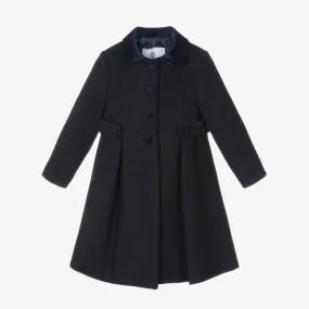 Navy Blue Girls Felt Coat