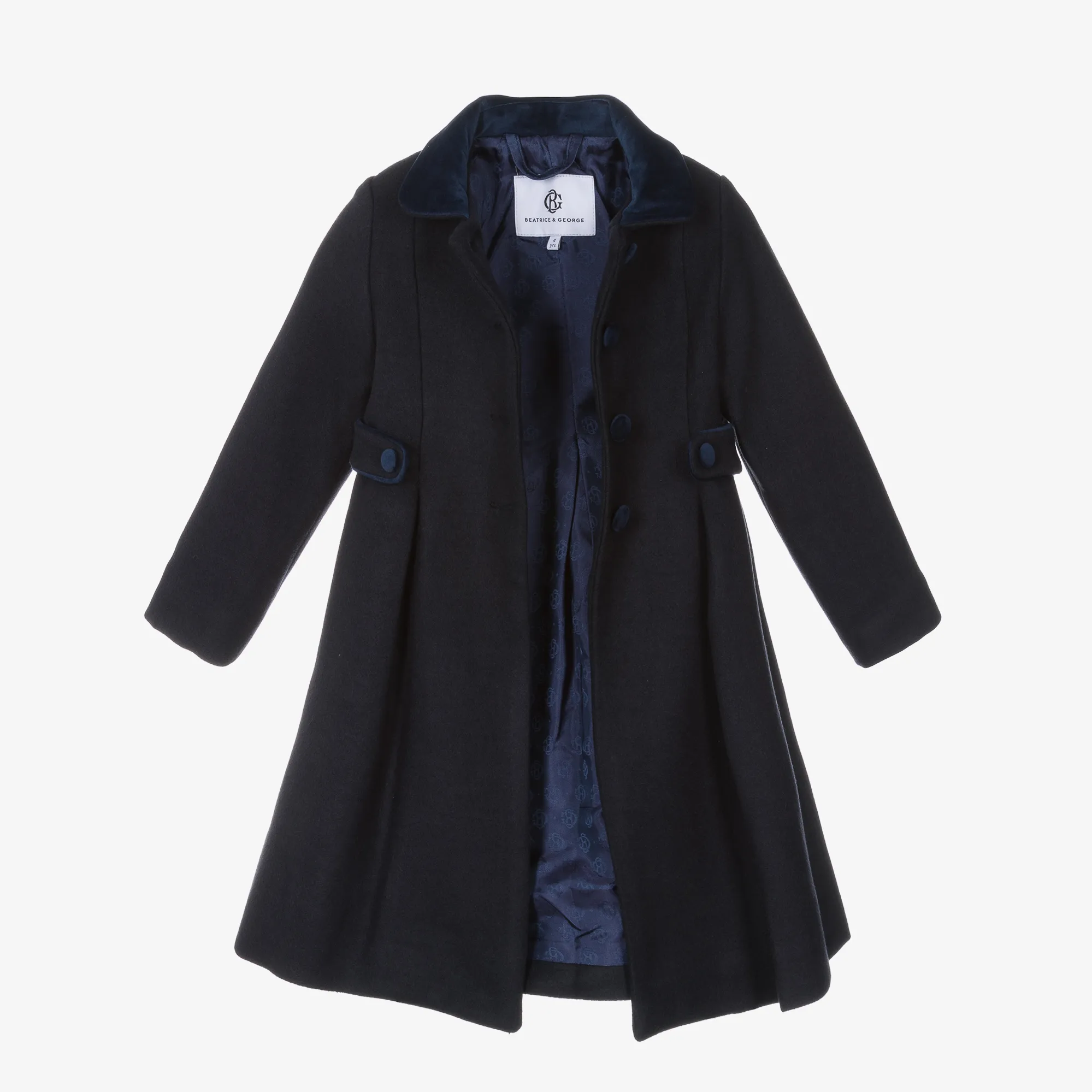 Navy Blue Girls Felt Coat