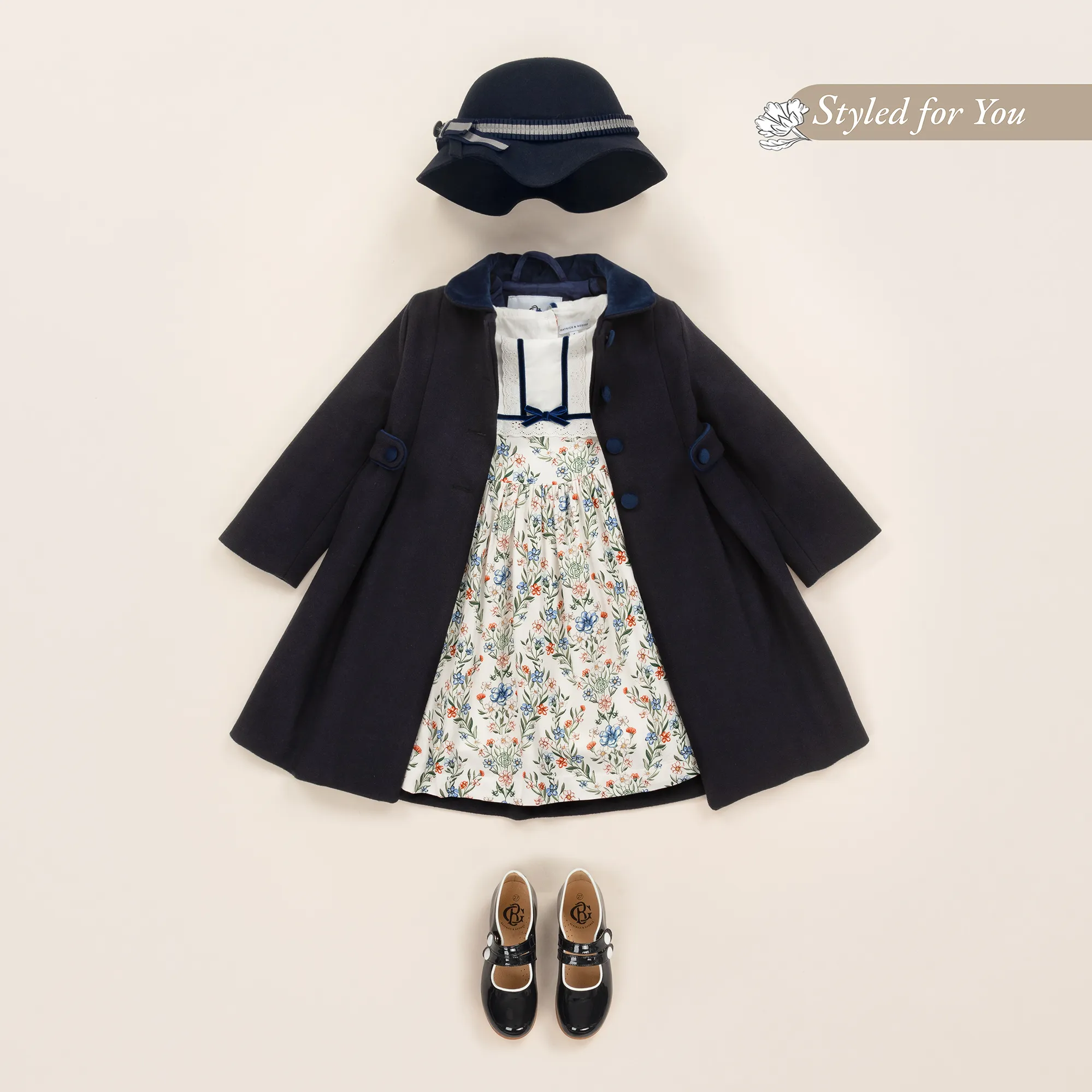 Navy Blue Girls Felt Coat