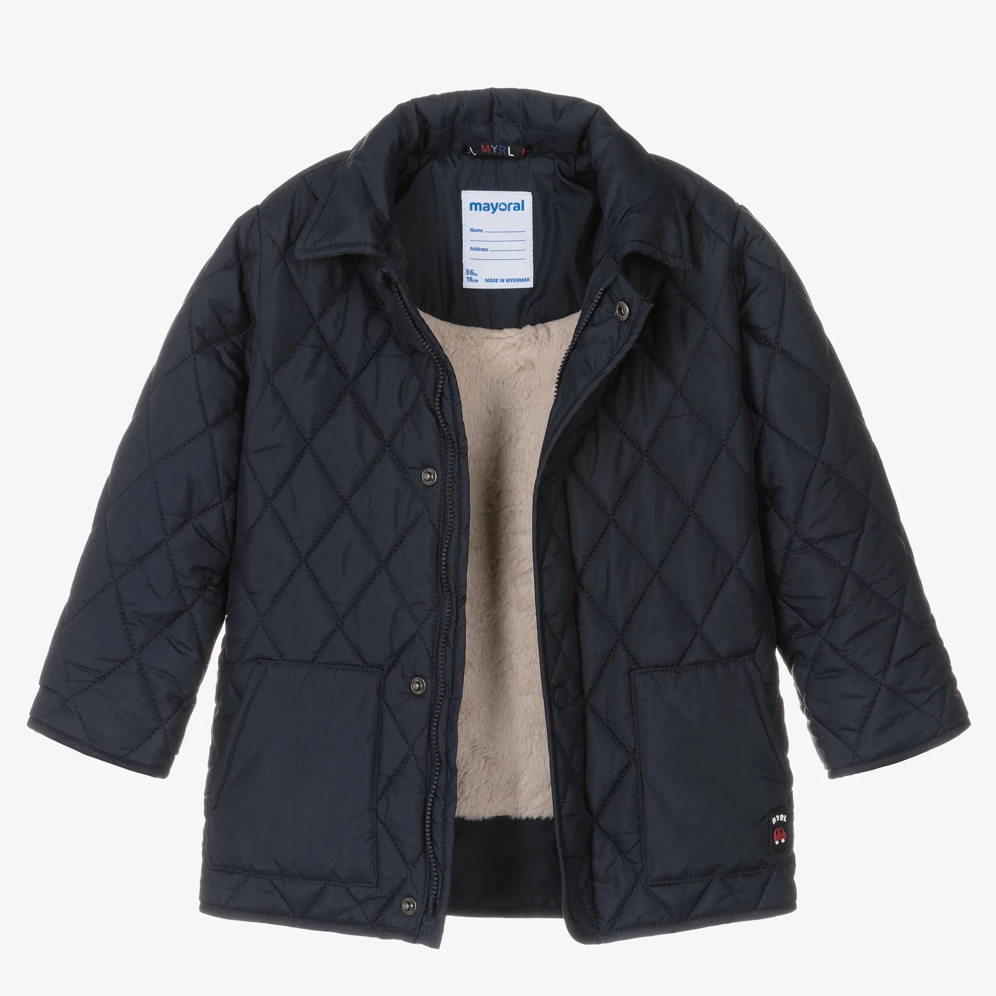 Navy Blue Quilted Boys Coat