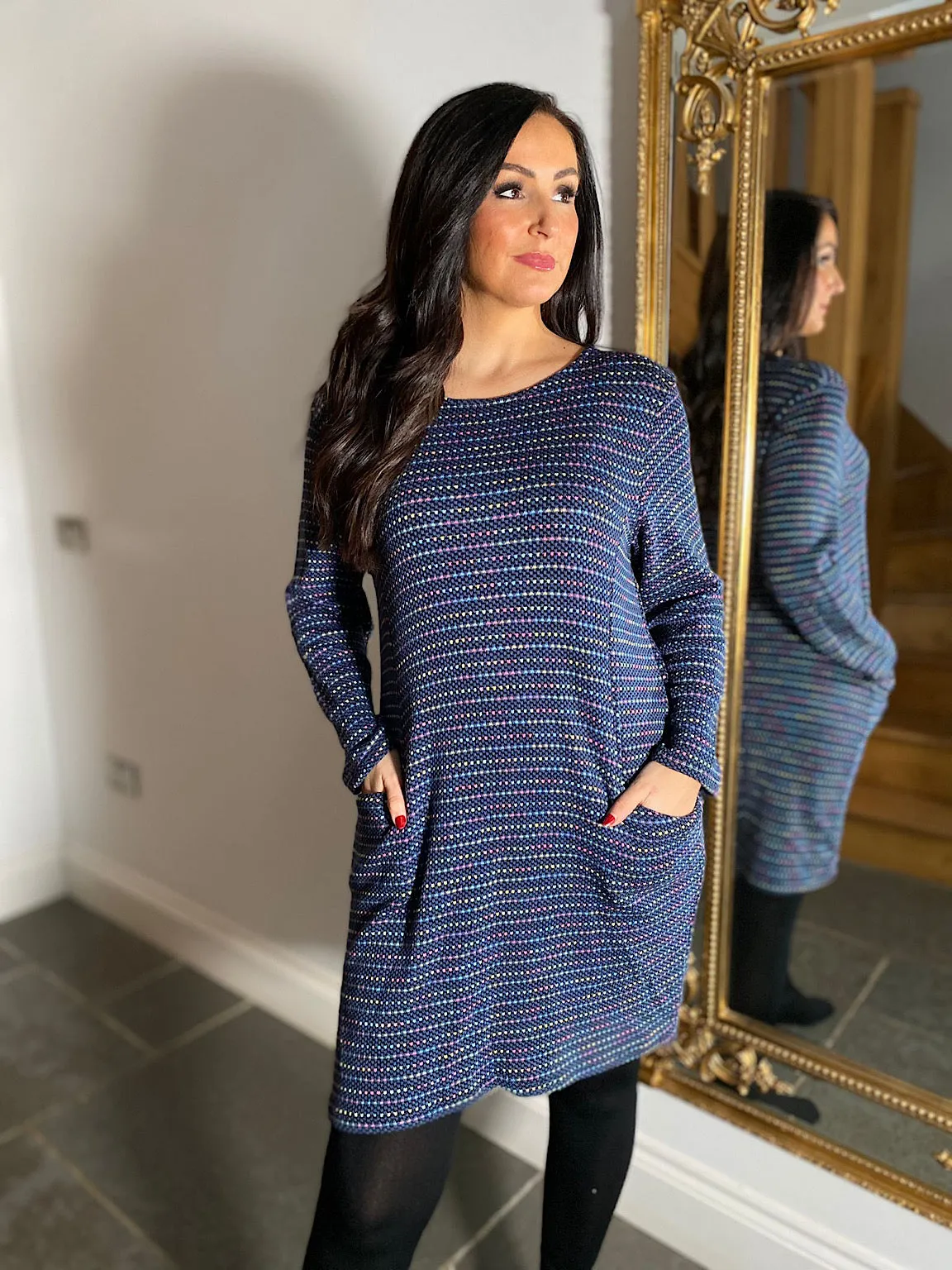 Navy Dotty Pocket Dress Destiny