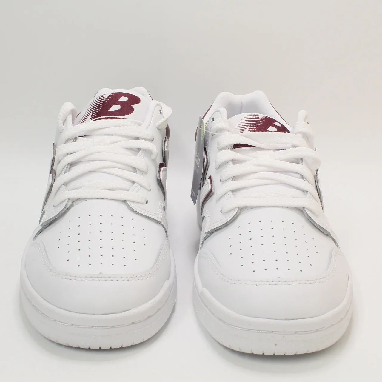 New Balance BB480 White Burgundy Athletic Shoes