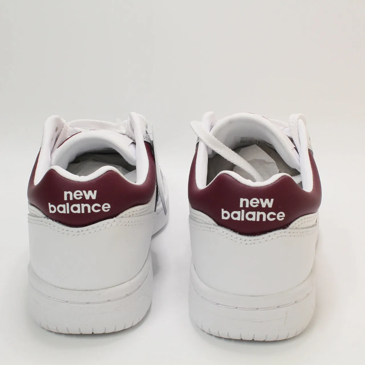 New Balance BB480 White Burgundy Athletic Shoes