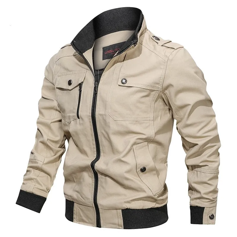 New Men's Fashion Slim Military Style Spring Autumn Windbreaker Jacket Coat Casual Tactical Bomber Jacket.