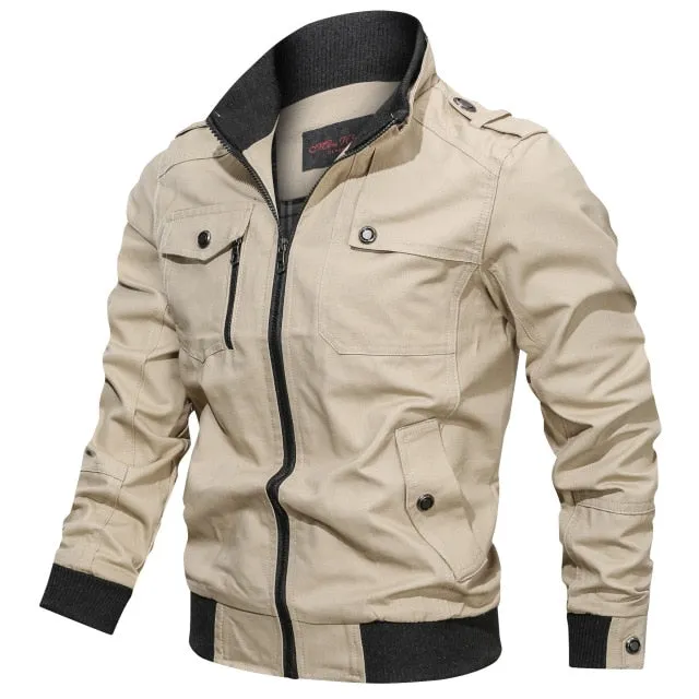 New Men's Fashion Slim Military Style Spring Autumn Windbreaker Jacket Coat Casual Tactical Bomber Jacket.