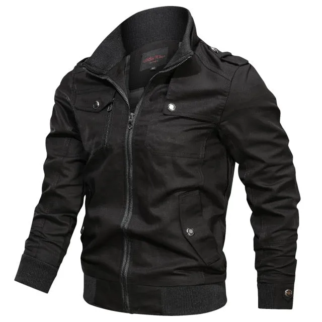 New Men's Fashion Slim Military Style Spring Autumn Windbreaker Jacket Coat Casual Tactical Bomber Jacket.