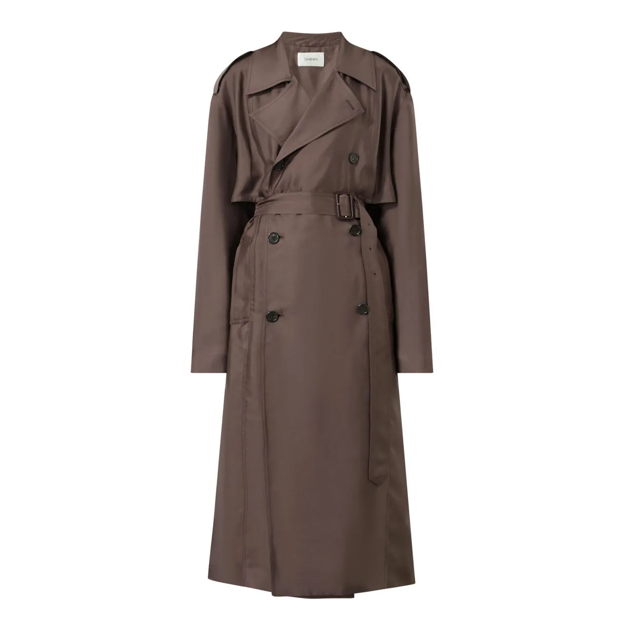 Noisette Double-Breasted Belted Trench Coat by SAINT LAURENT