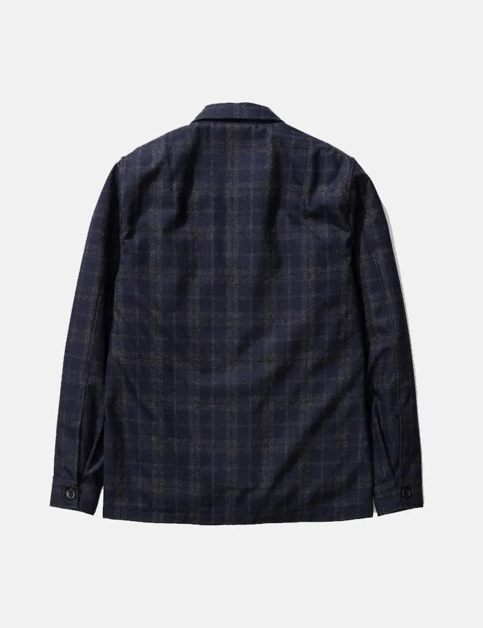 Norse Projects Kyle Check Jacket Wool Dark Navy Blue