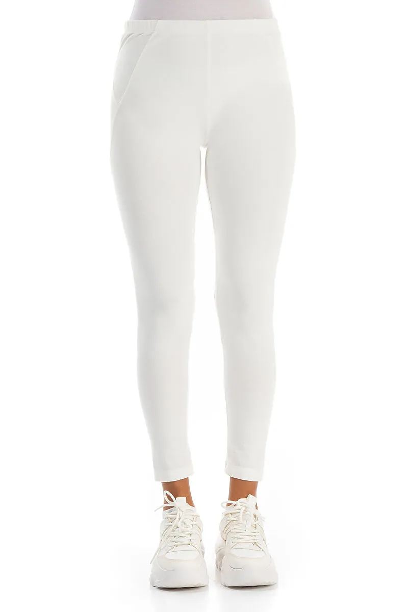 Off-White Cotton Capri Leggings