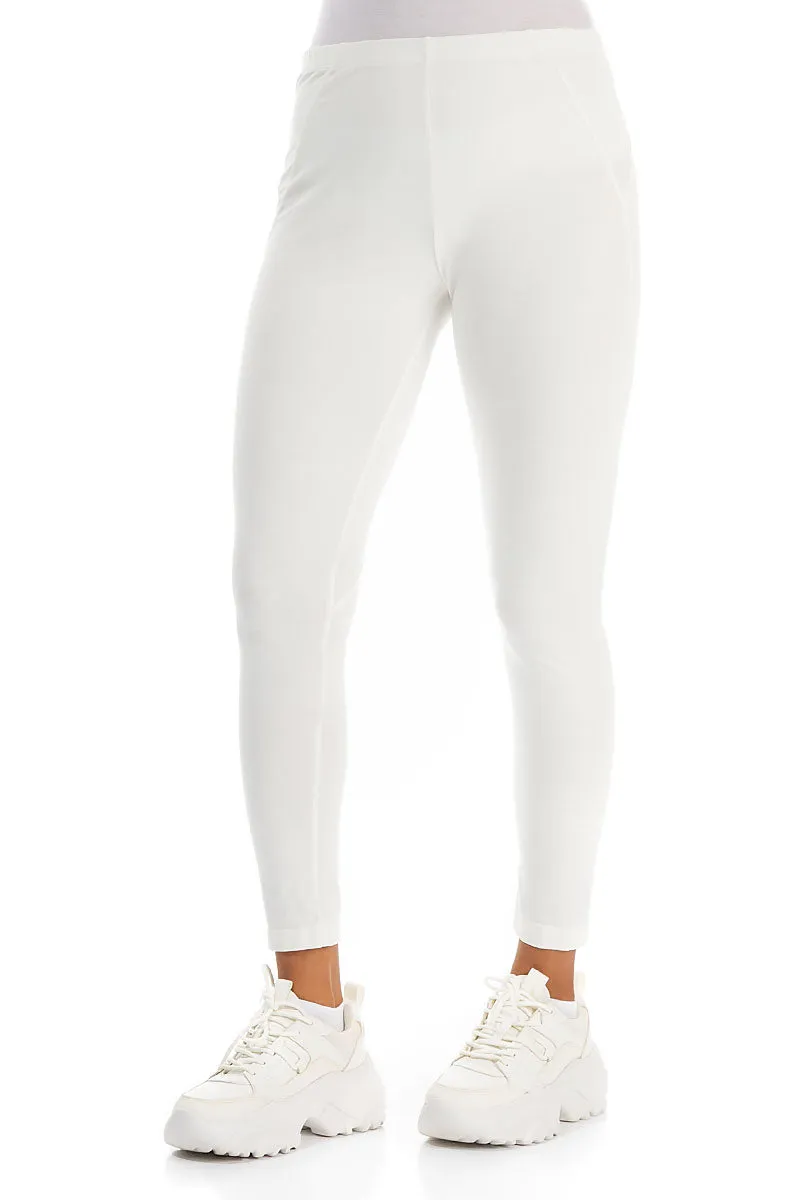 Off-White Cotton Capri Leggings