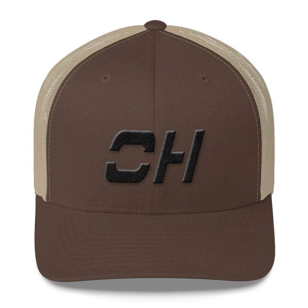 Ohio Mesh Back Trucker Cap with Black Embroidery - Many Hat Color Options