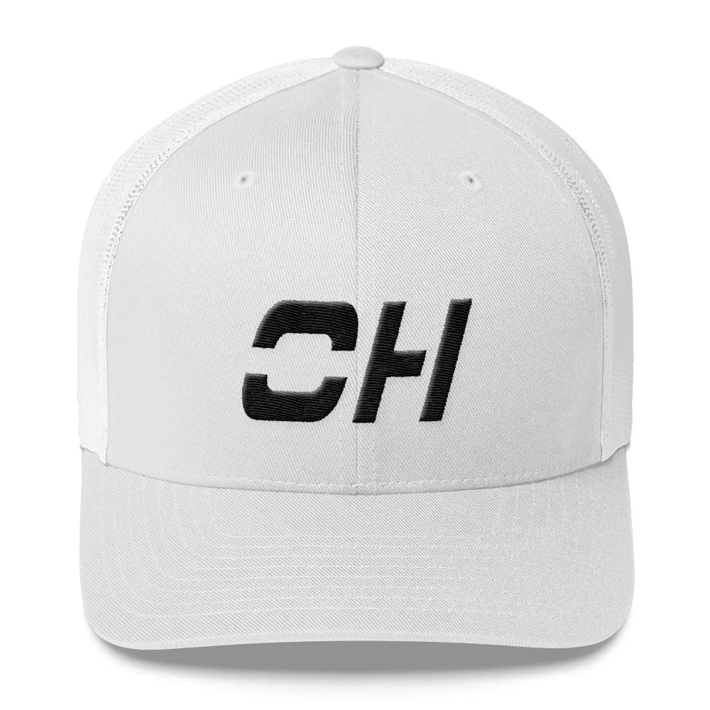 Ohio Mesh Back Trucker Cap with Black Embroidery - Many Hat Color Options