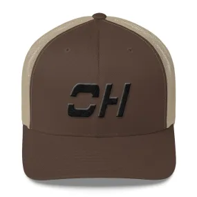 Ohio Mesh Back Trucker Cap with Black Embroidery - Many Hat Color Options