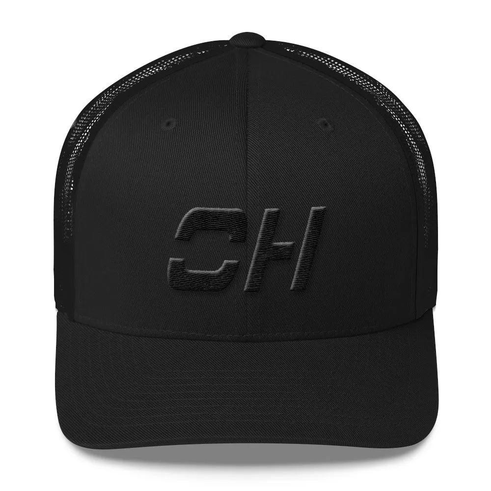 Ohio Mesh Back Trucker Cap with Black Embroidery - Many Hat Color Options