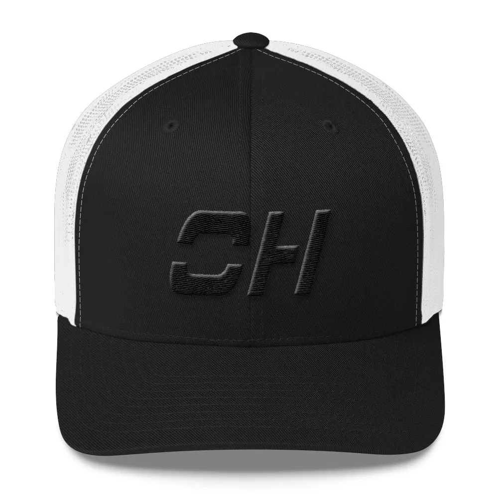 Ohio Mesh Back Trucker Cap with Black Embroidery - Many Hat Color Options