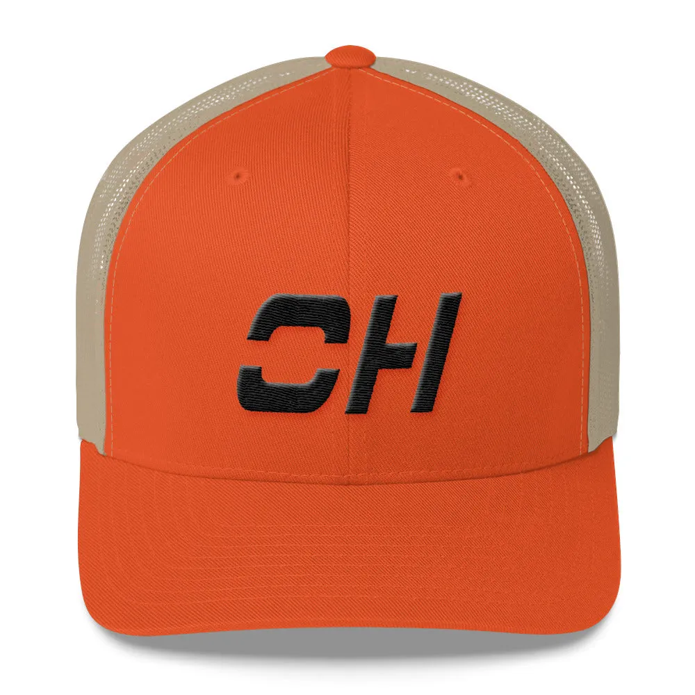 Ohio Mesh Back Trucker Cap with Black Embroidery - Many Hat Color Options