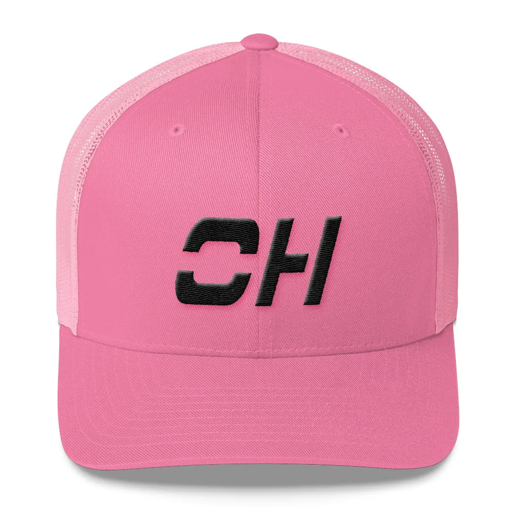 Ohio Mesh Back Trucker Cap with Black Embroidery - Many Hat Color Options