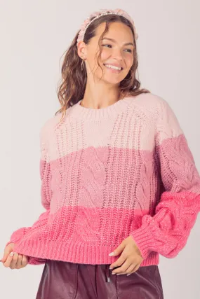 Pink Trio Cable Sweater