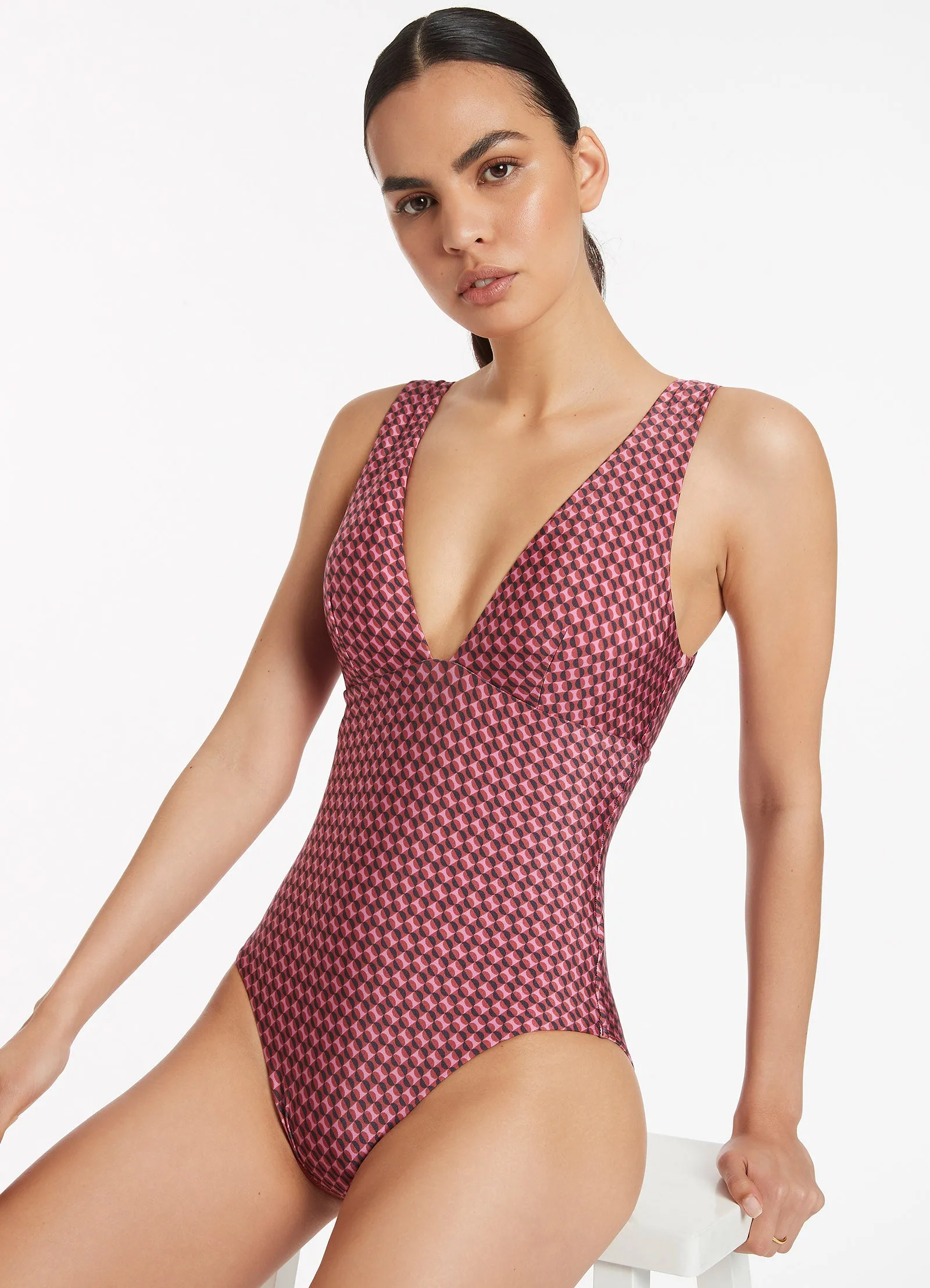 Plunge One Piece Swimsuit - Orchid