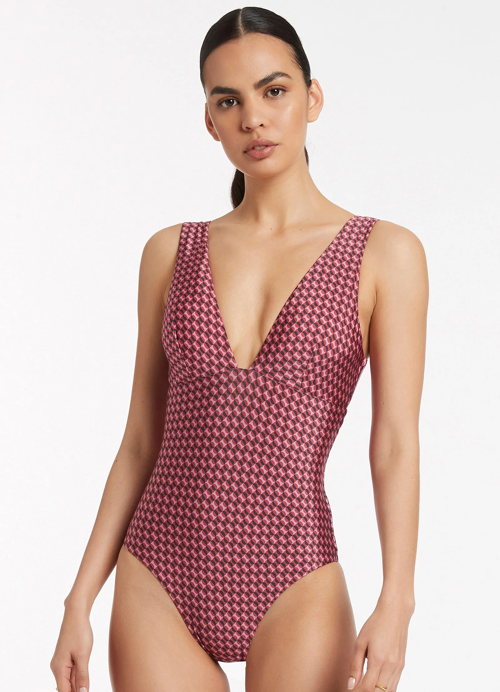 Plunge One Piece Swimsuit - Orchid