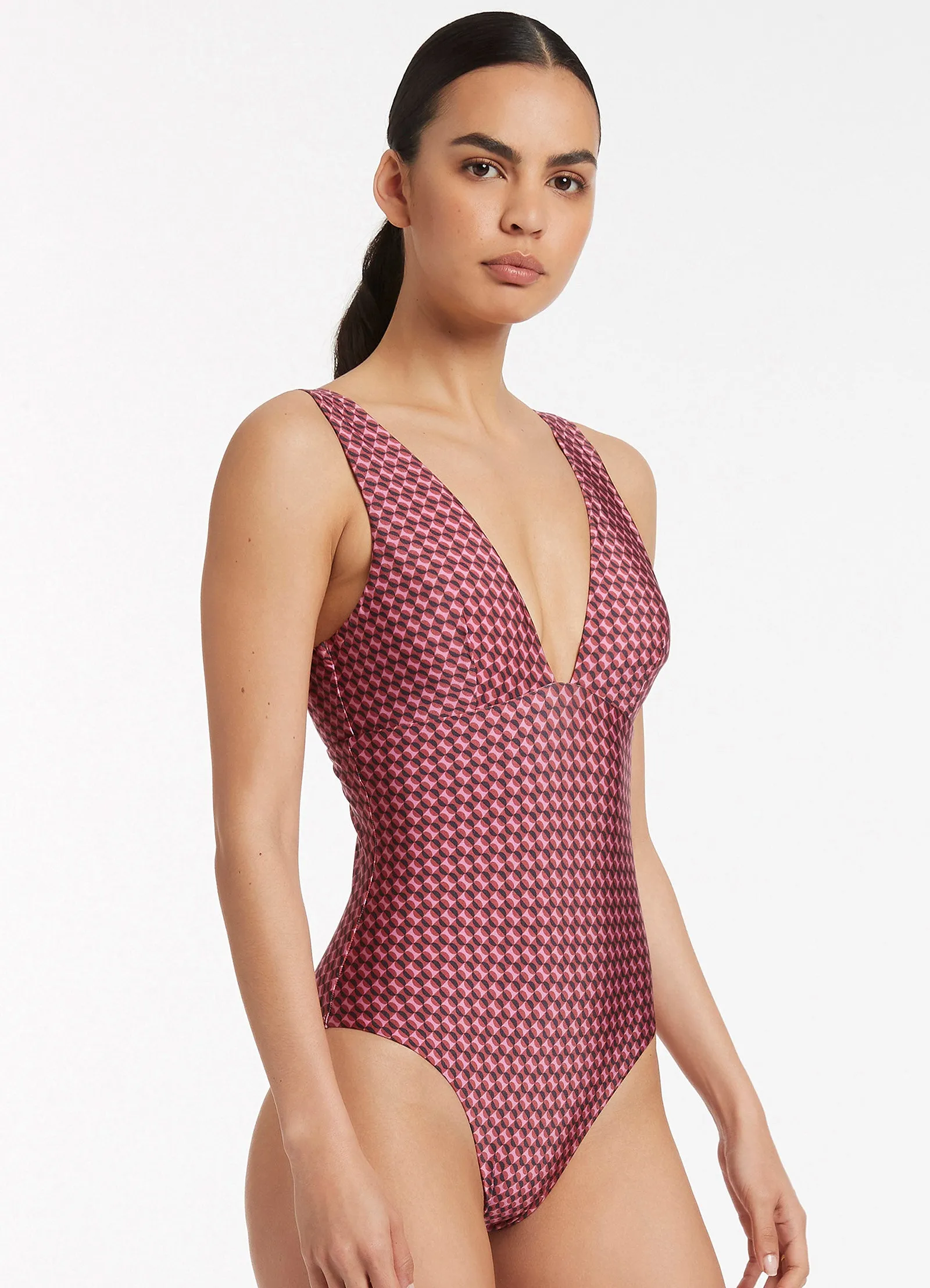 Plunge One Piece Swimsuit - Orchid