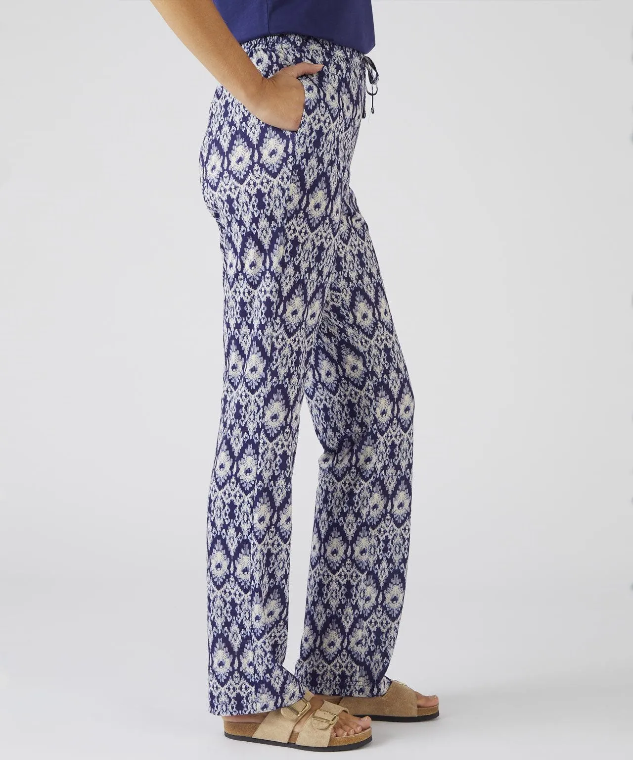 Print Jersey Tapered Leg Trousers