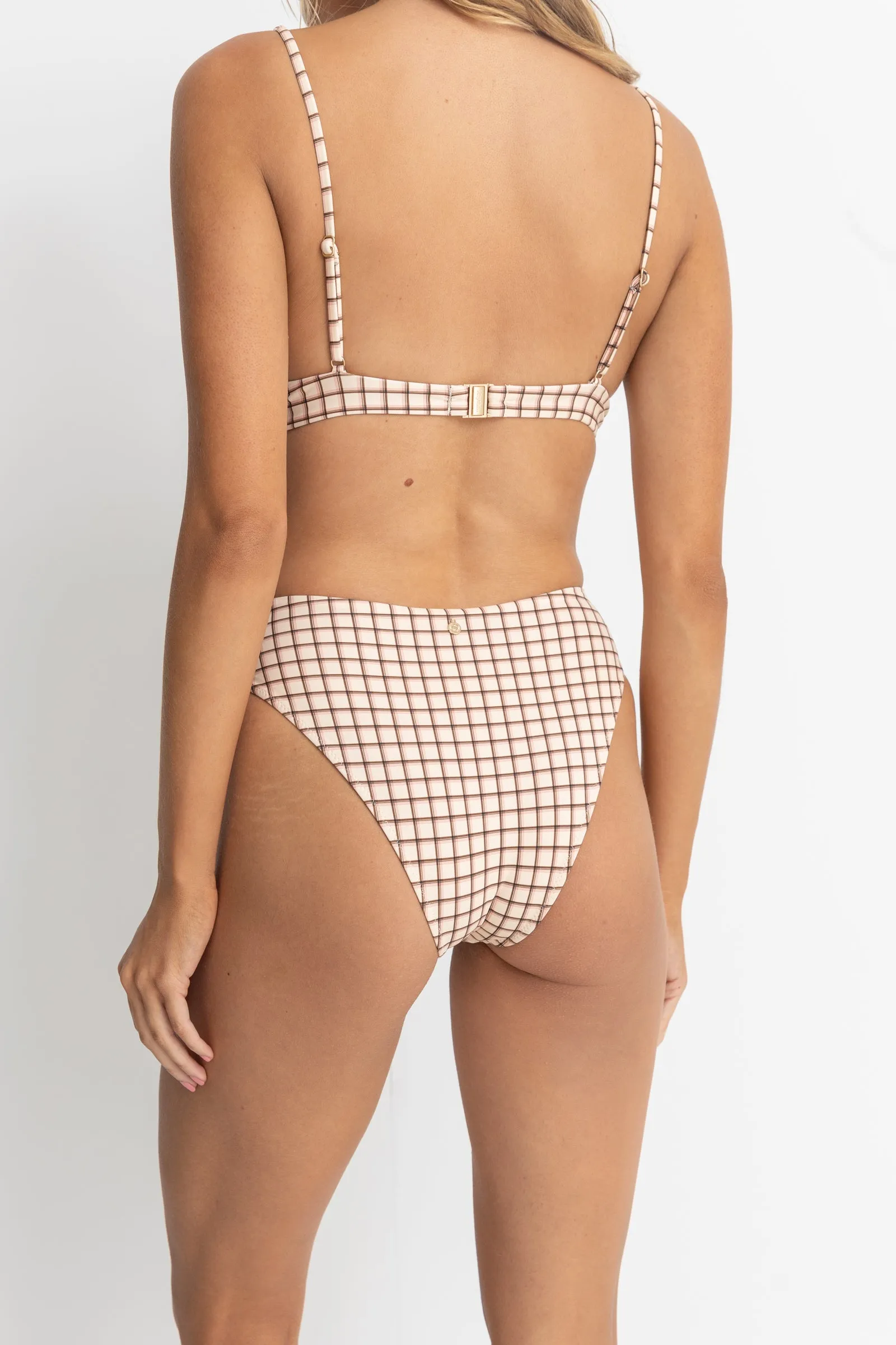 Natural Rumi Check High Waist Pant