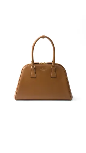 Saffiano Leather Handbag - Medium Size in Caramel