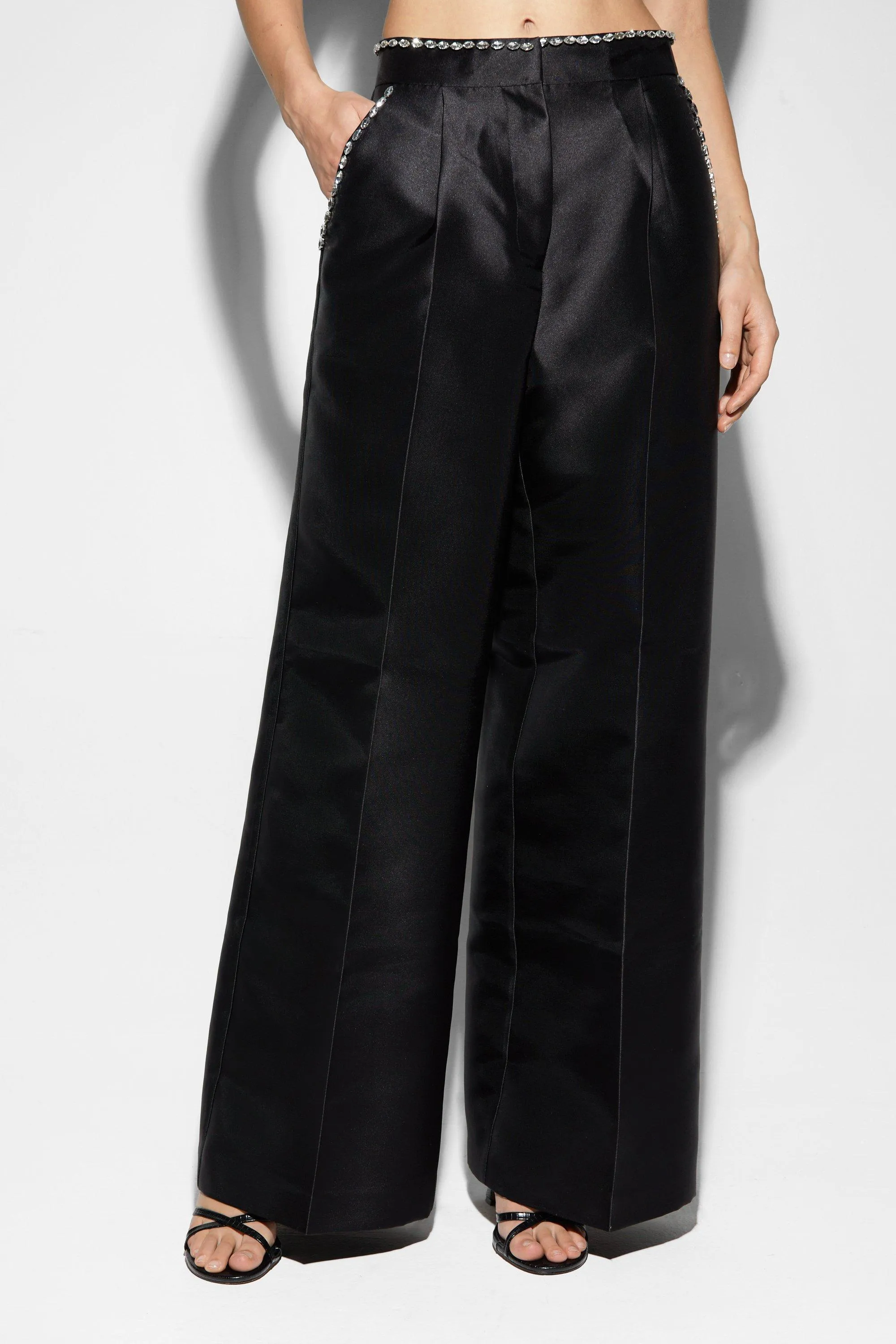 Satin Twill Black Trousers