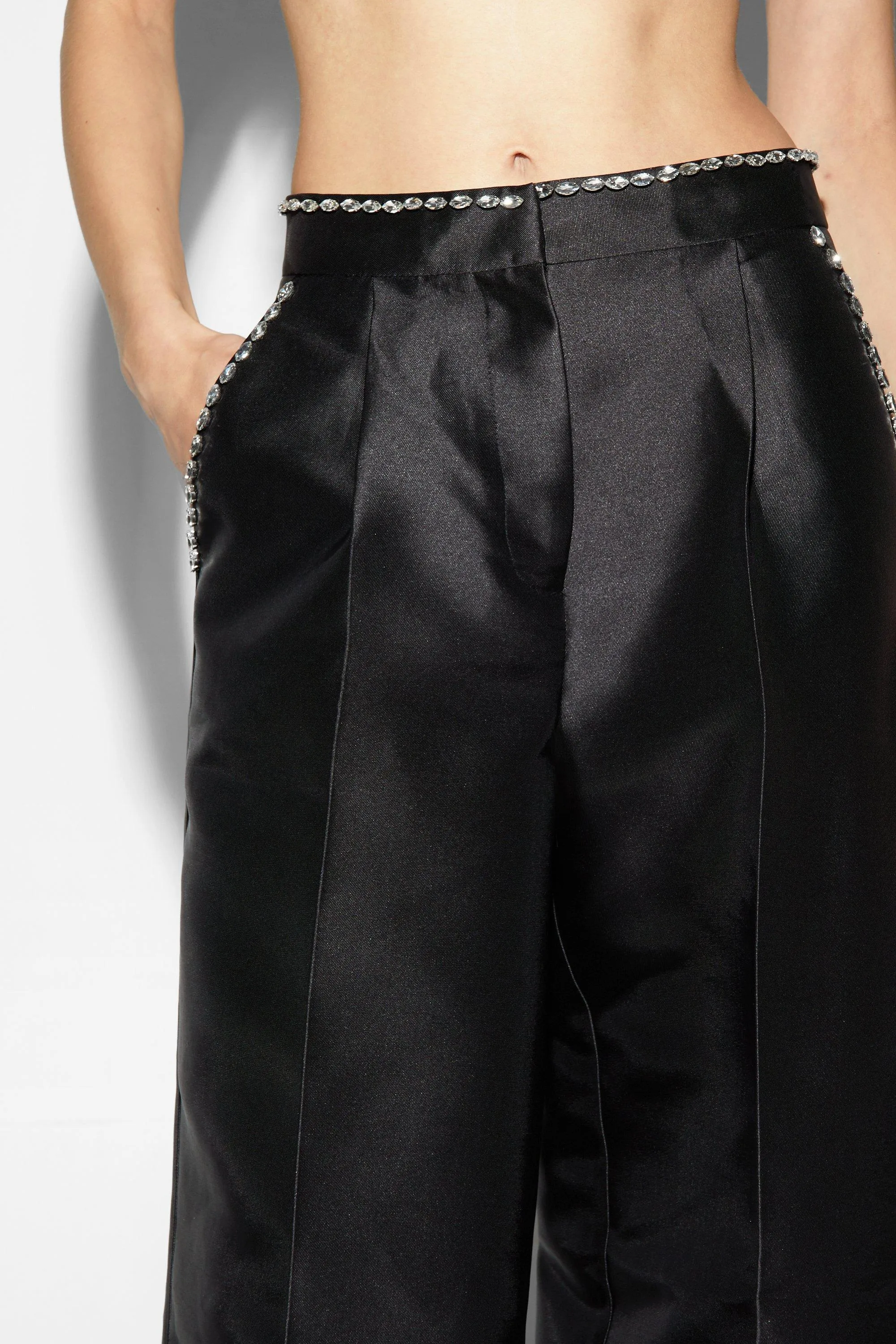 Satin Twill Black Trousers