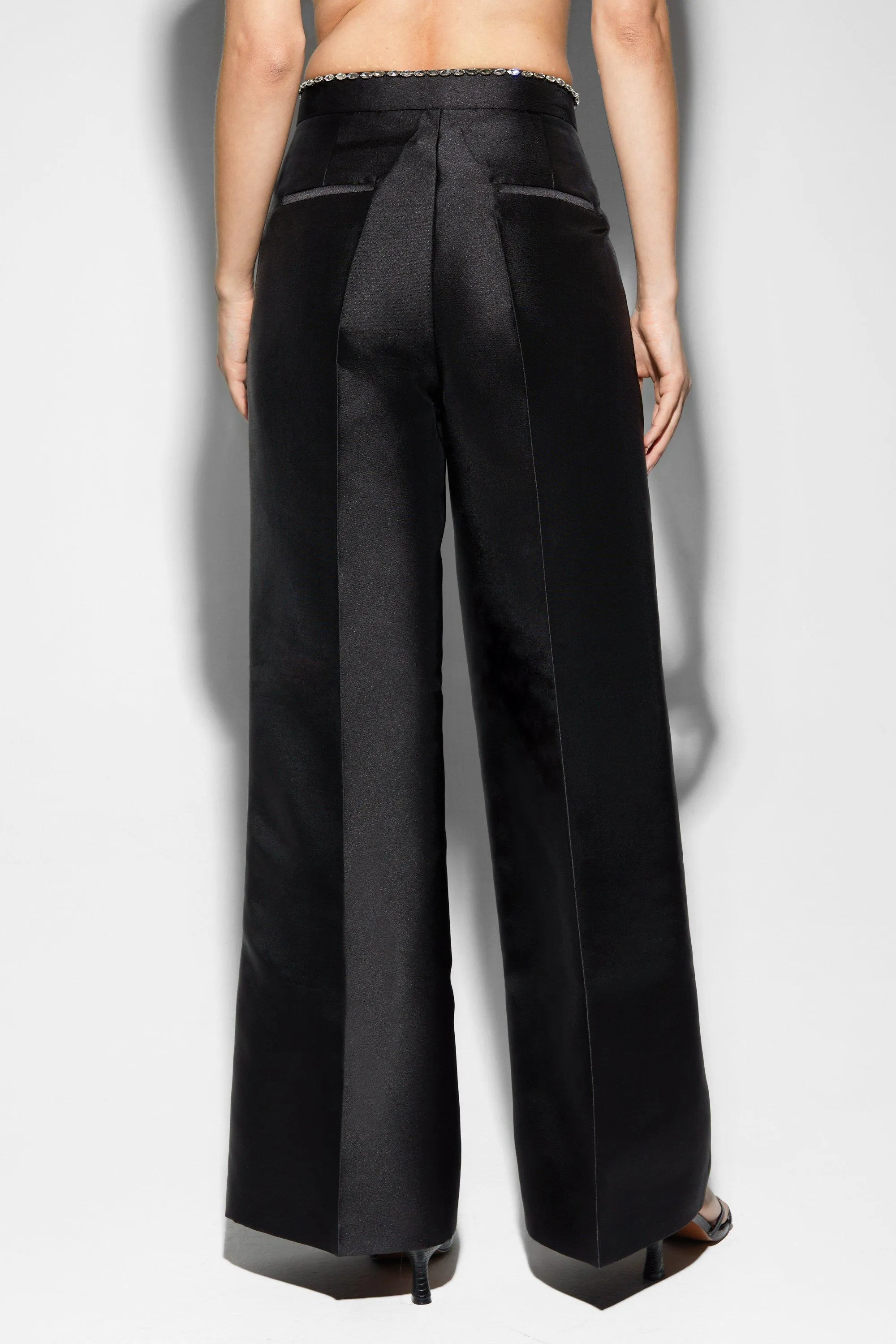 Satin Twill Black Trousers