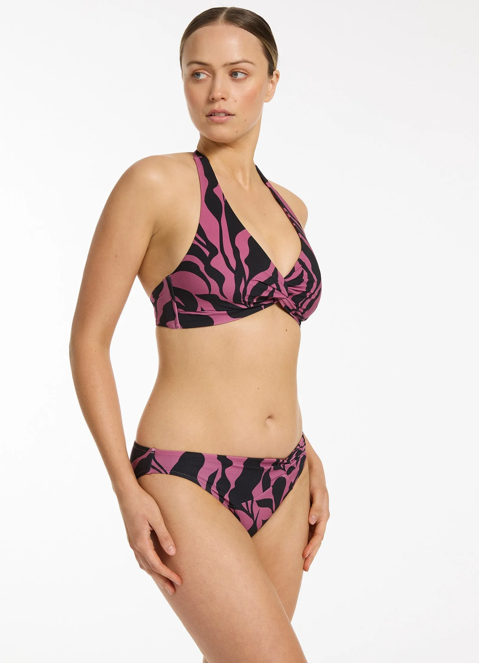 Sereno Mauve Twist Front Hipster Bikini Bottom