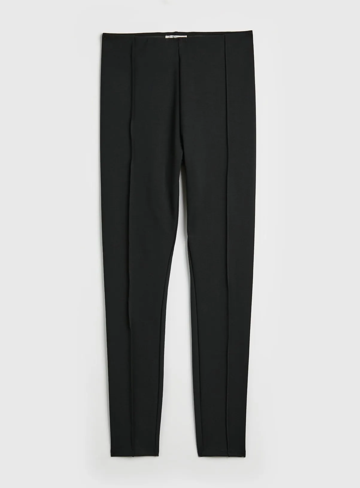 Shop Black Ponte Pintuck Leggings in Size 8L at TU