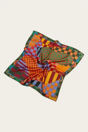 Silk square scarf with Garden and Marble prints