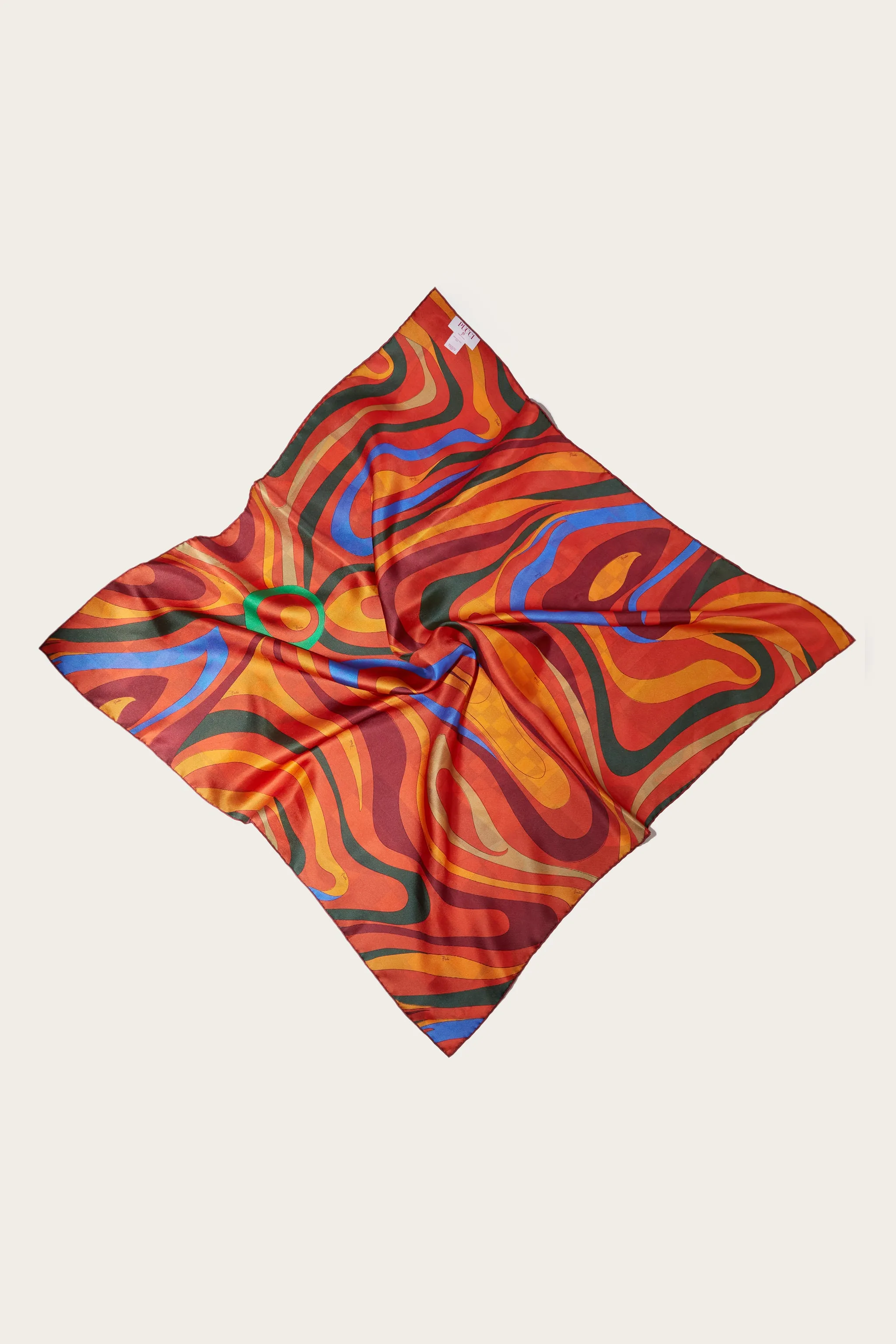 Silk square scarf with Garden and Marble prints