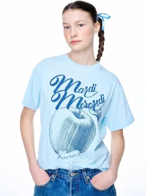 Sky Blue Apple Print T-shirt