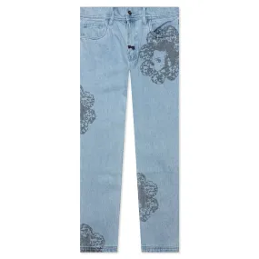 Special Printed Denim Pant, Washed Finish