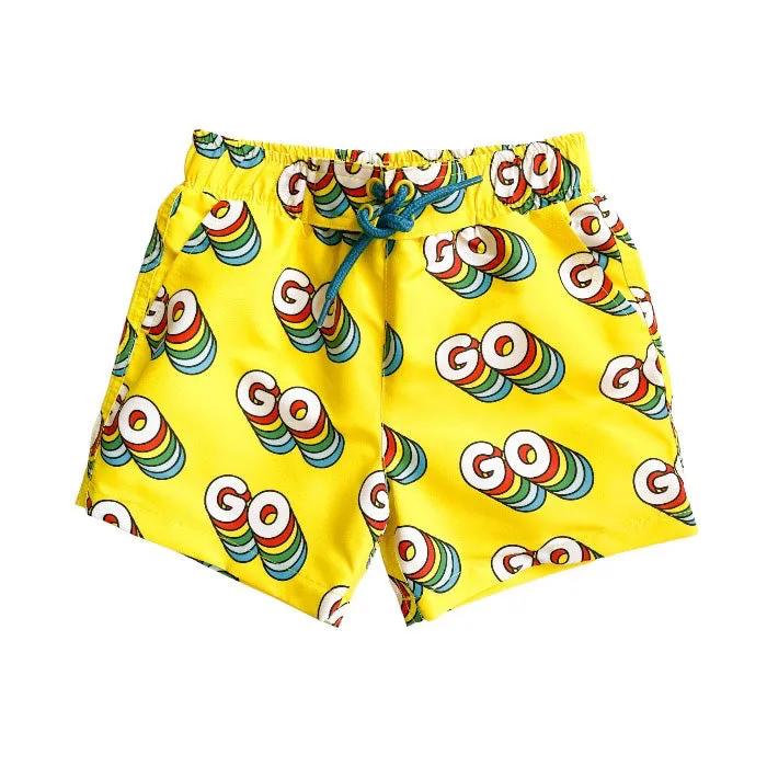 Stella McCartney Baby Swim Shorts Yellow With Go Print