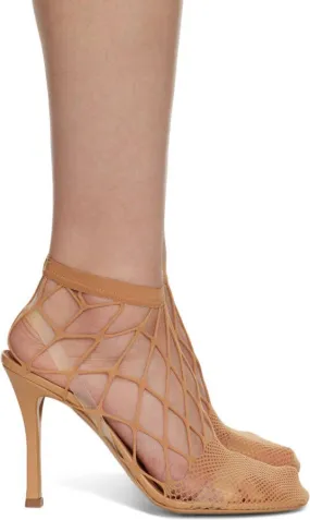 Stella McCartney Beige Fishnet 100 Heeled Sandals