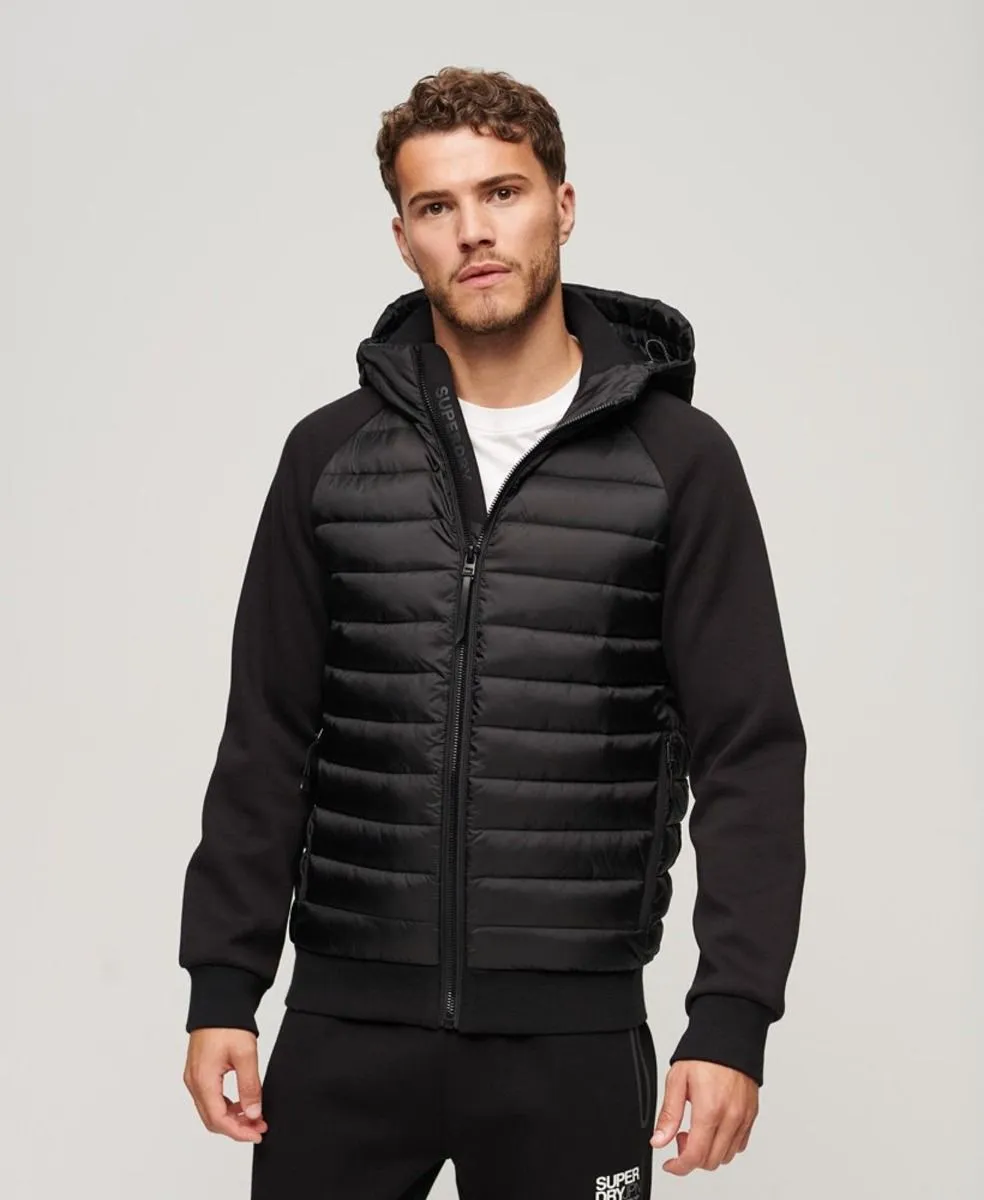 Black Superdry Hooded Storm Padded Hybrid Jacket