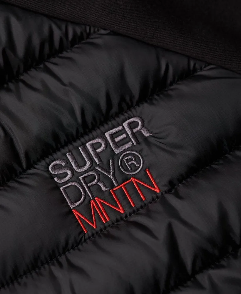 Black Superdry Hooded Storm Padded Hybrid Jacket