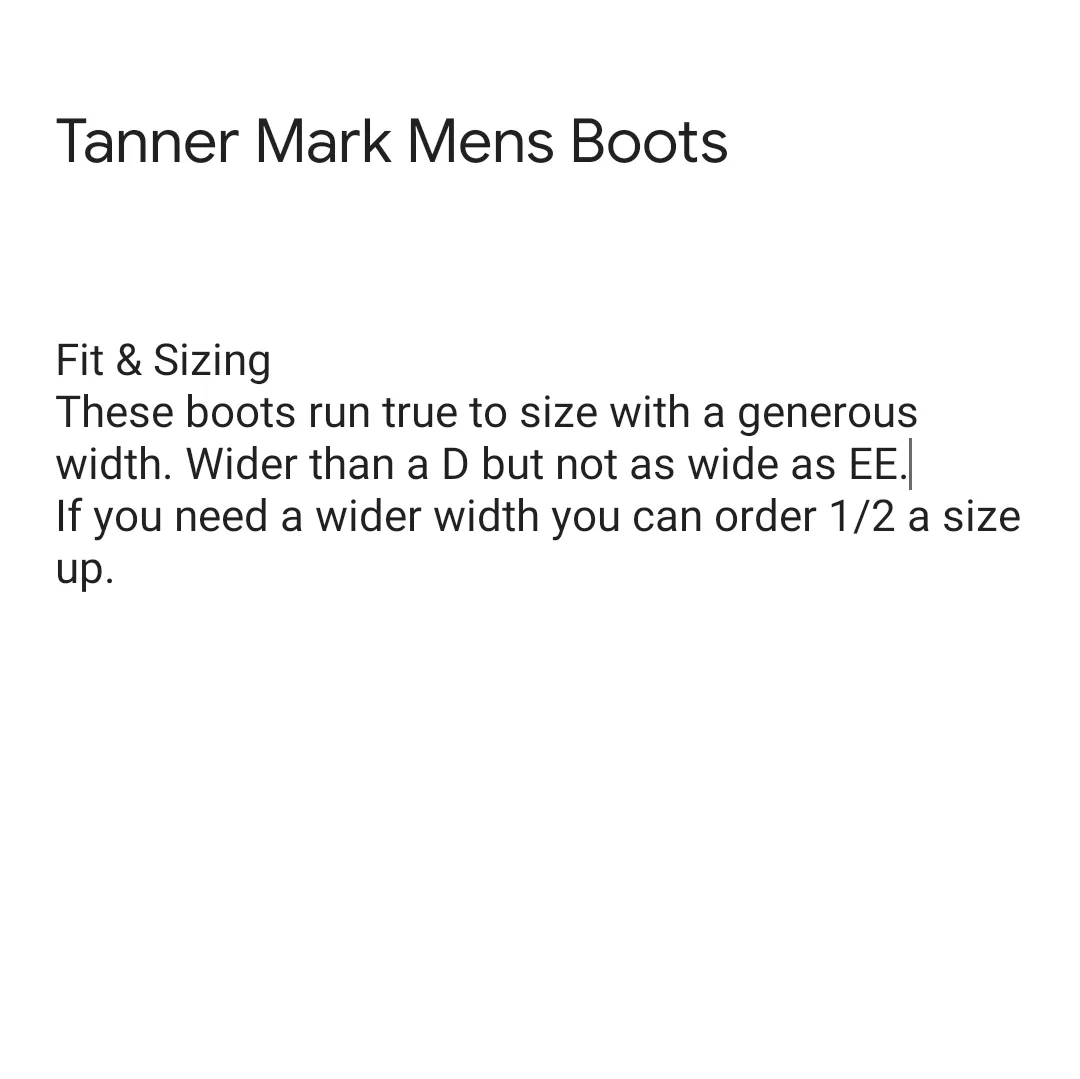 Tanner Mark Tombstone Men's Boot can be rewritten as Tanner Mark Men's Tombstone Boot for better Google search results.