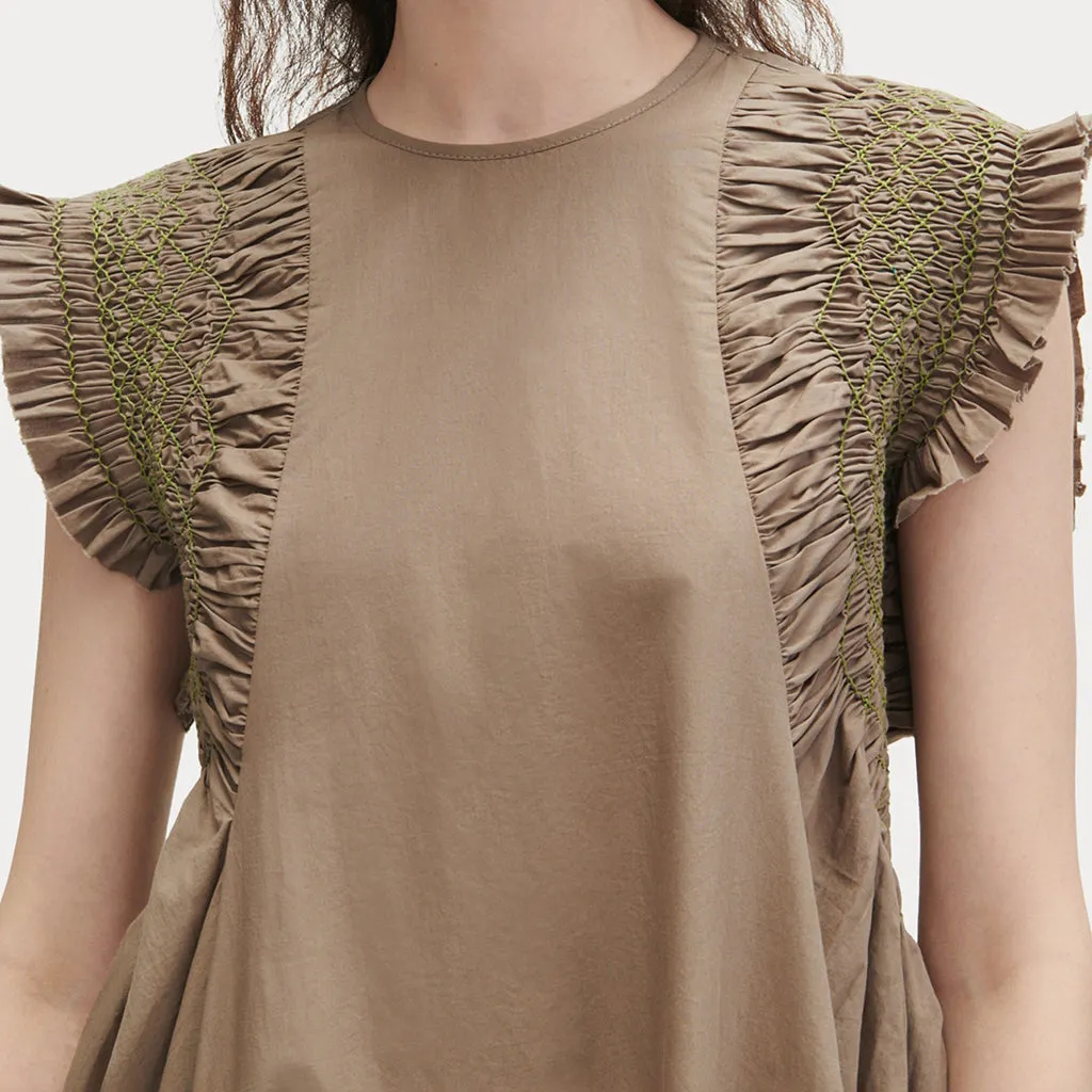 Taupe Brown Adira Dress by Rachel Comey