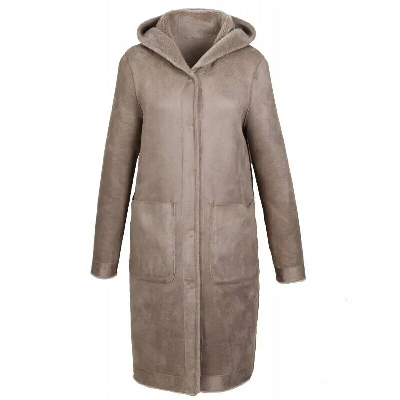 Taupe wool coat for women - Oakwood 63747