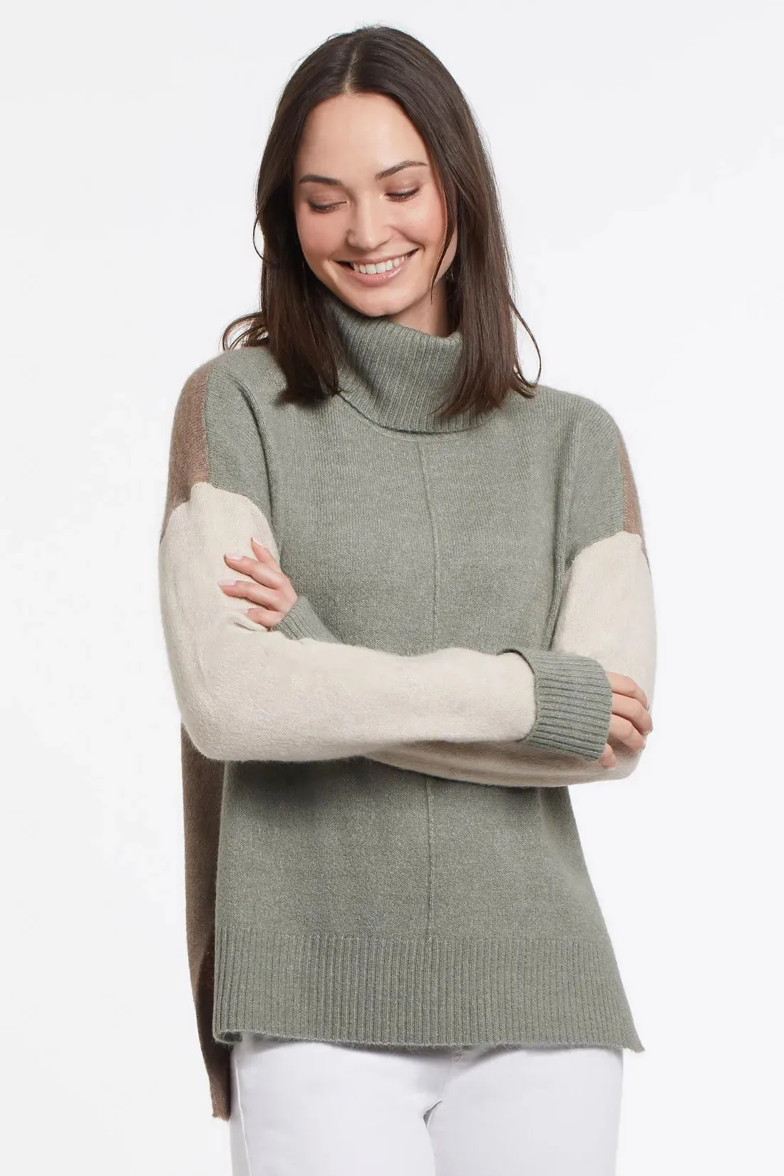 Tribal Color Block Turtleneck for Women.