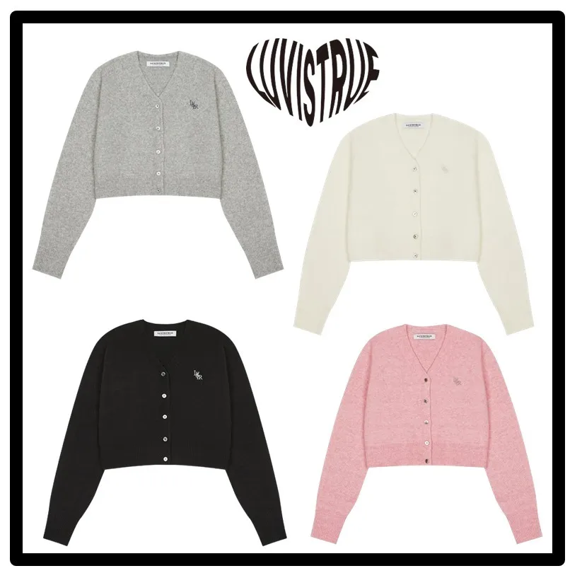 True Love Cotton Logo Cardigans - Casual Street Style