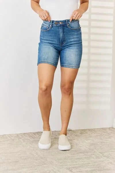 Tummy Control Bermuda Denim Shorts