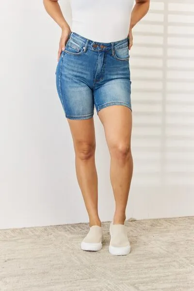 Tummy Control Bermuda Denim Shorts