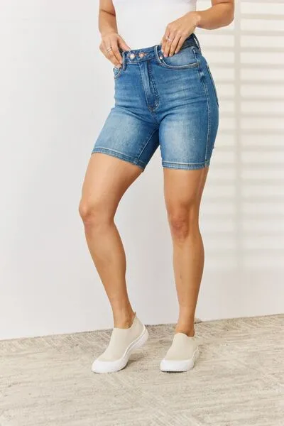 Tummy Control Bermuda Denim Shorts